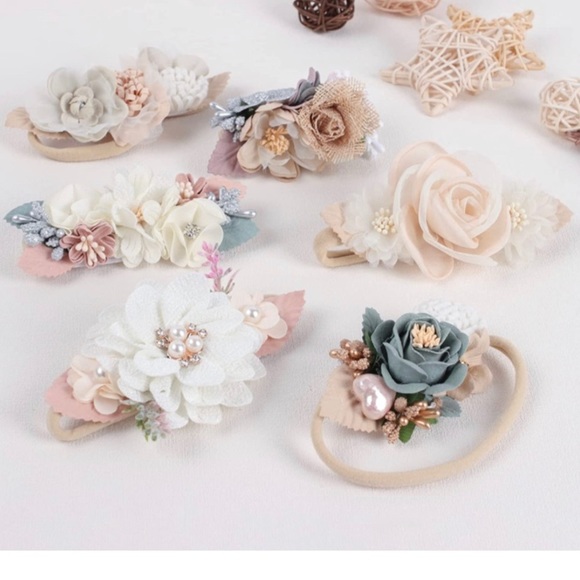 6PCS Baby Girl Flower Nylon Headband-Elastic Hair Band Handmade Bow​​ - Picture 4 of 7